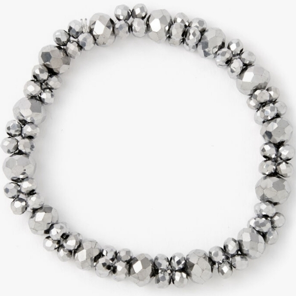 Vintage Jewelry - Faceted Beaded Stretch Bracelet - Hematite